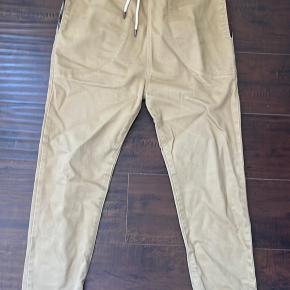 I Love Ugly cream tan  Denim Joggers Cuff Zippers lined size small - Picture 3 of 12